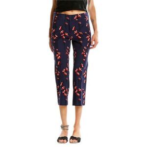 LOFT Ann Taylor Womens Blue Pink Floral Cropped Pants Stretch Size 2 EUC